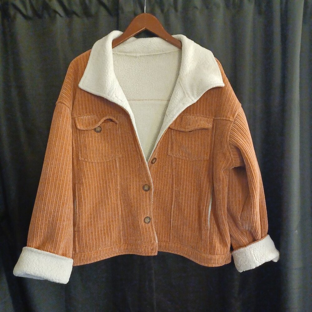 Women's Corduroy Sherpa Lined Jacket Size XL